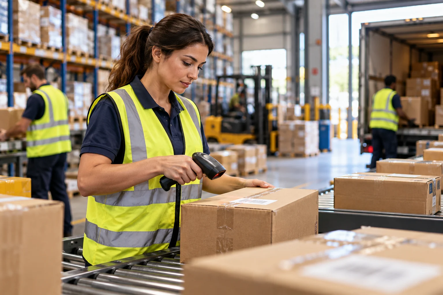 Warehouse worker handling cargo